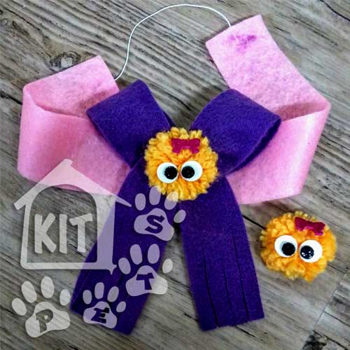Conjunto Coleira pompom + pompom para penteado - 10 unidades