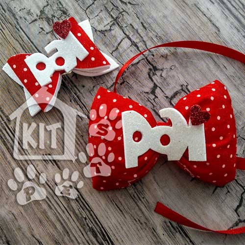 Conjunto Gravata Fofinha +laço para Fêmea Dia dos Pais - 10 unidades - Imagem 2