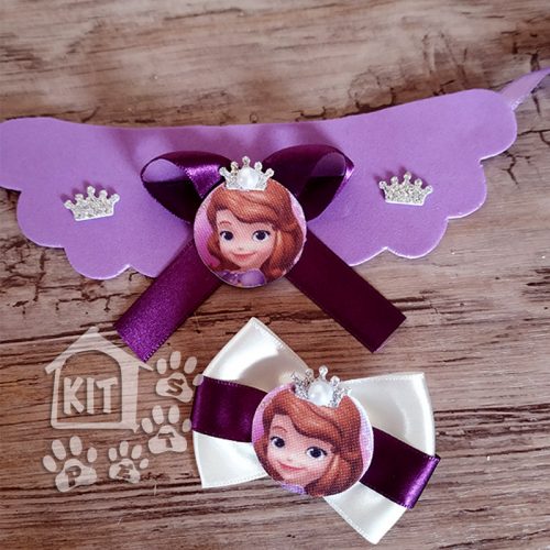 Conjunto Gargantilha + Laço Princesa Sophia - 10 unidades