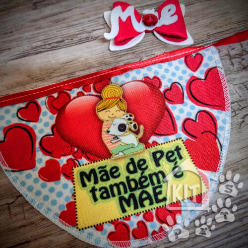 Conjunto Babador Mãe de Pet + laço - 10 unidades