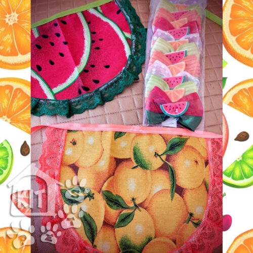 Conjunto Babador + Laço Frutinhas - 10 conjuntos