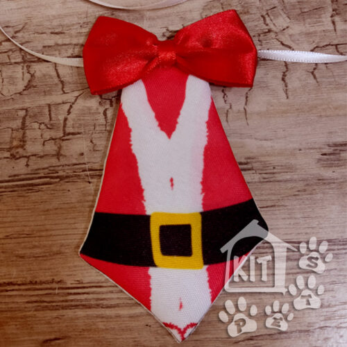 Gravata Papai Noel Tecido Dupla - 10 unidades