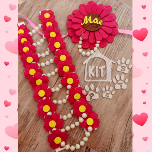 Conjunto Flor em Feltro Dia das Mães + flor dupla pra topete= 10 unidades