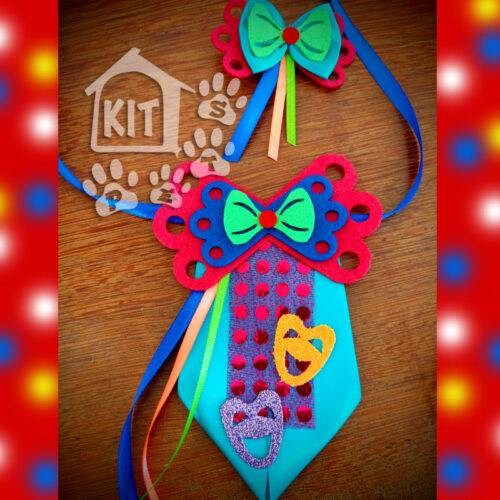 Conjunto Gargantilha Folia de Carnaval + laço - 10 unidades