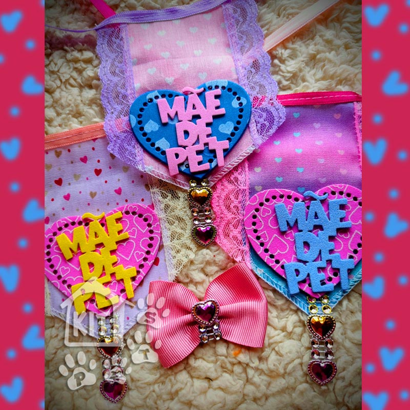 Conjunto Gargantilha Mãe de Pet + laço - 10 unidades